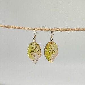 Green Multicolor Leaf Earrings